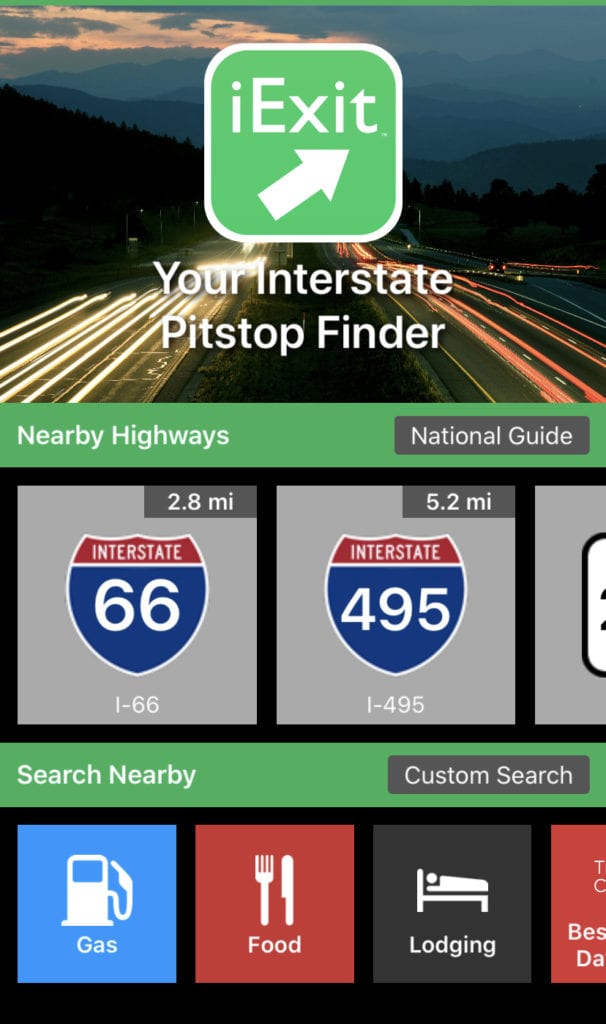 iExit - app for USA road trip