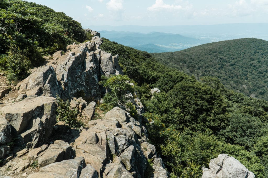 The trailhead for Hawksbill Summit Hiking Trail in Shenandoah National Park - Syria, Virginia