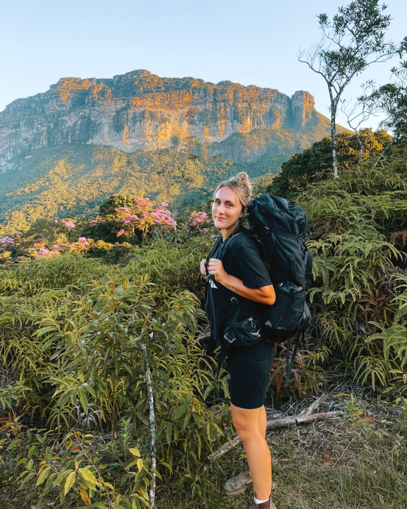 Solo traveling girl hiking Pati valley in Chapada Diamantina National Park in Brazil