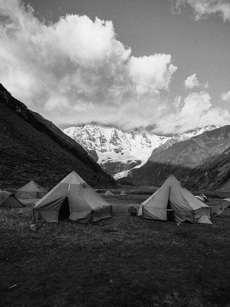 Campsite during Cordillera Huayhuash trek in Huaraz Peru