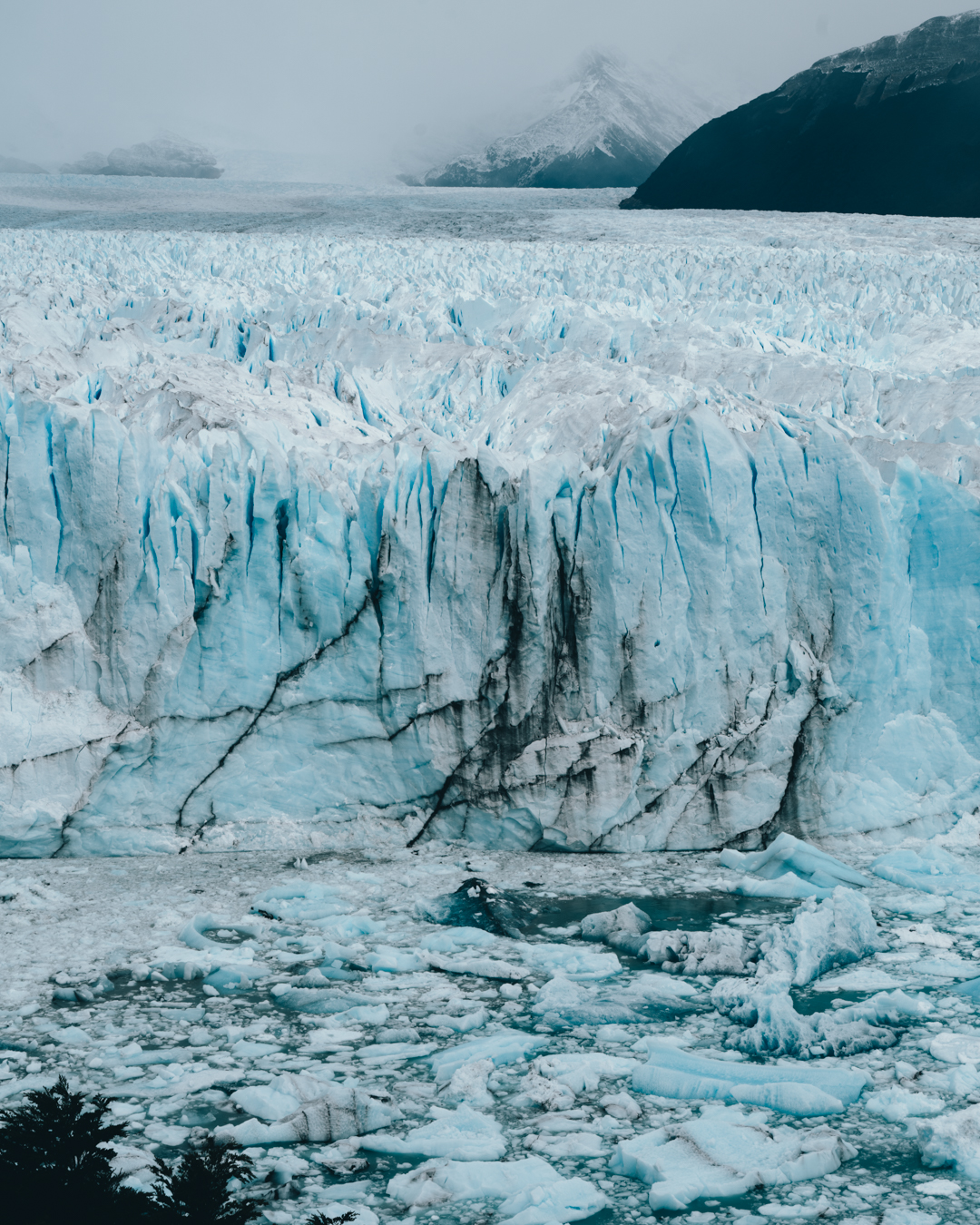 a blue ice wall of Perito Moreno glacier in Argentina, southern Patagonia
