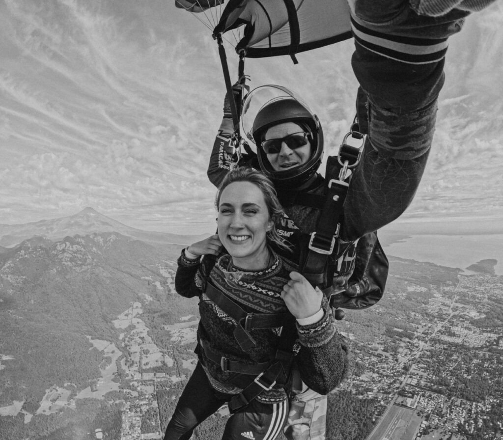 woman skydiving Pucon Chile