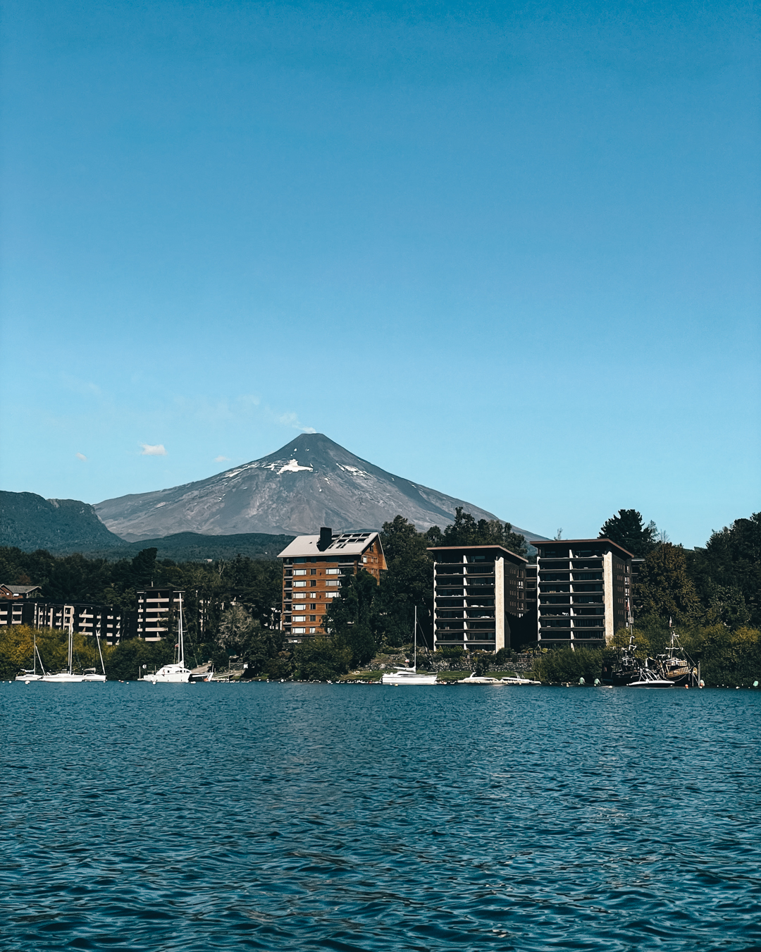 View of Volcano Villarrica the most active volcano in South America in Pucon Chile