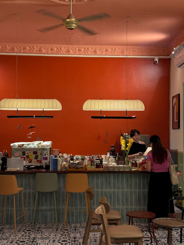 Stylish coffee shop counter in Hanoi Vietnam