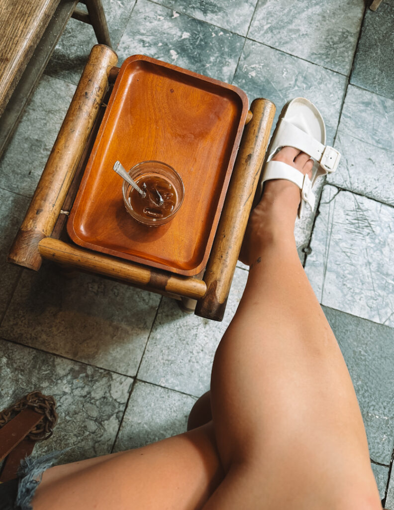 Iced Coffee on table on Hanoi Vietnam