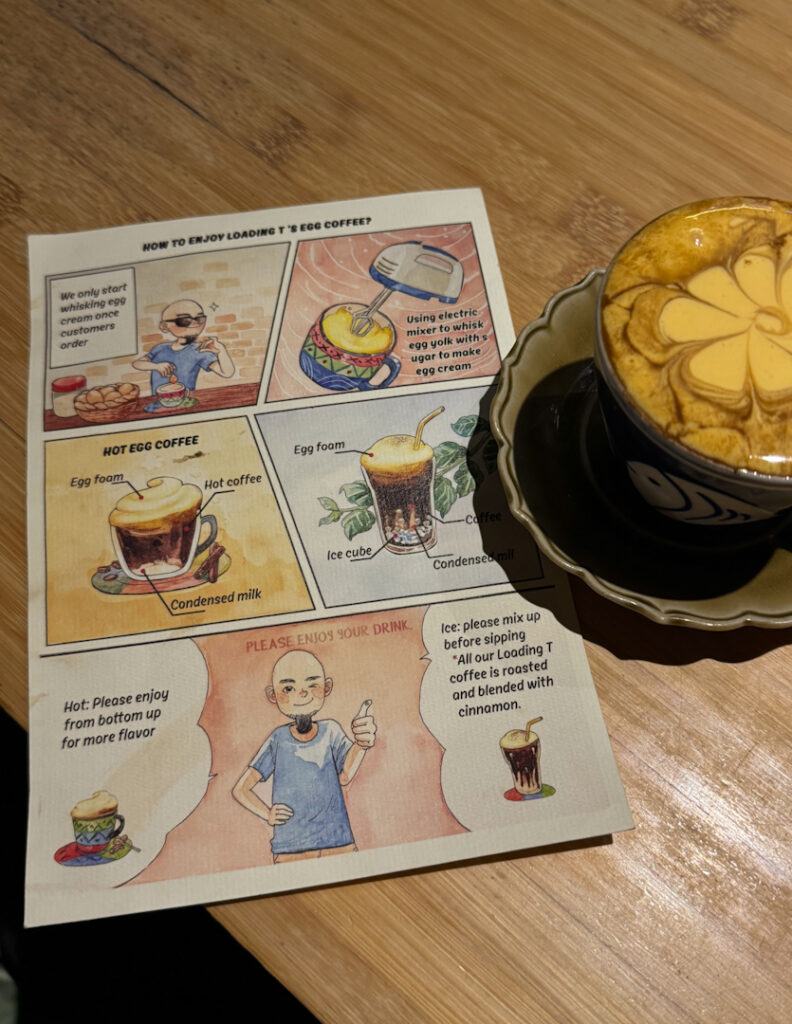 Instructions how to drink Vietnamese egg coffee in Hanoi Vietnam from Loading T Zone