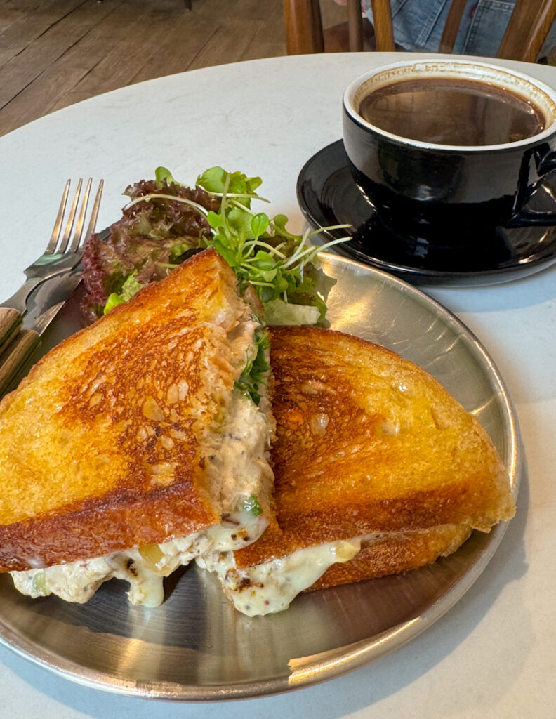 Tuna sandwich and coffee